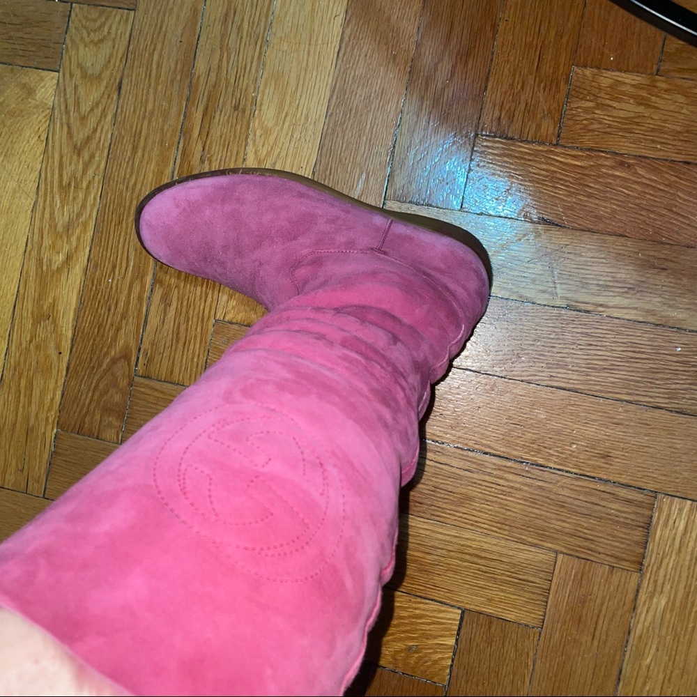 GUCCI Interlocking GG Logo Fur & Suede Riding Winter Boots- wear tall or folded - Picture 5 of 7